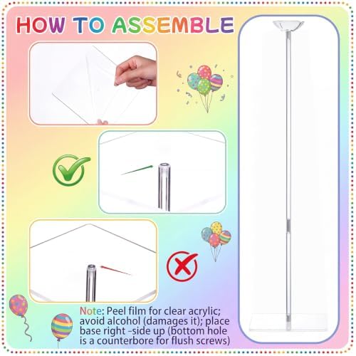 Mifoci Adjustable 23.6 Inch 8 Pack Clear Acrylic Balloon Stands for Table - Image 4