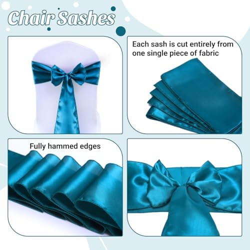 MDS® Pack of 125 Satin Chair Sashes for Wedding & Events – Dark Teal - Image 5