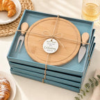 6 Set Bridal Baby Shower Cheese Prizes Wooden Serving Round Board - Image 4