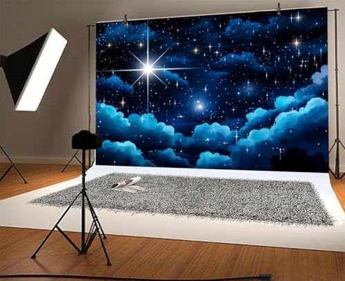 20x10ft Star Night Backdrop Galaxy Starry Sky Stars Nativity Scene Star of Bethlehem Jesus Birth Background Kids Birthday Party Religious Christian Church Banner Newborn Baby Decorations Photo Props - Image 2