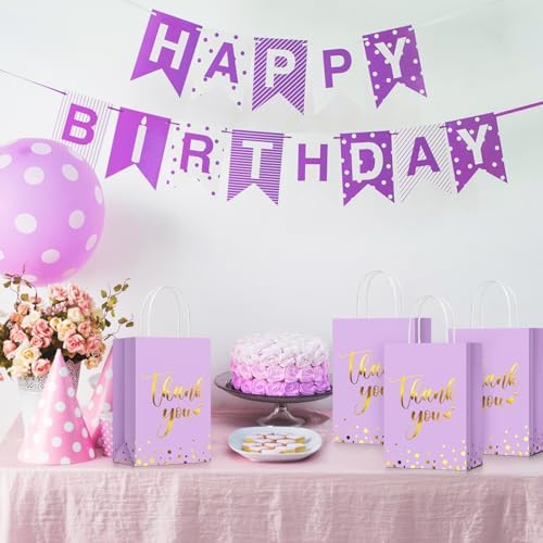 PerKoop 60 Pack Thank You Paper Gift Bags, Classic, Light Purple - Image 5