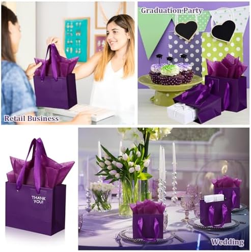 Zhanmai 4.7 x 2.4 x 3.9 Inch 100 Pcs Mini Gift Bags Bulk, Purple - Image 7