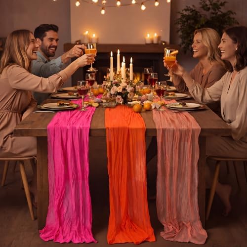12 Pcs Pink and Orange Party Table Runners Sunset Party Decor - Image 6
