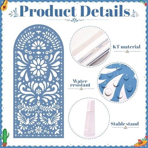 Gerrii 6 ft Cielito Lindo Arch Backdrop, All-in-one Stand up, Blue - Image 3