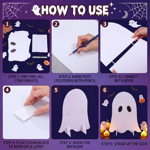 4 Pcs Halloween Ghost Cardboard Cutouts, 27.56'' Halloween Decor - Image 4