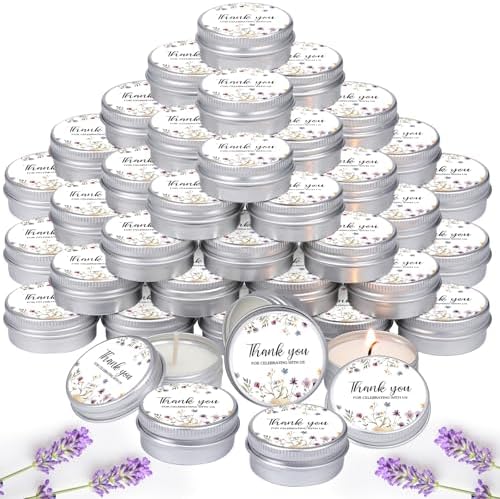 MTLEE 50 Pcs Wildflower Wedding Candles Gift Favors for Guests 1 Oz by MTLEE