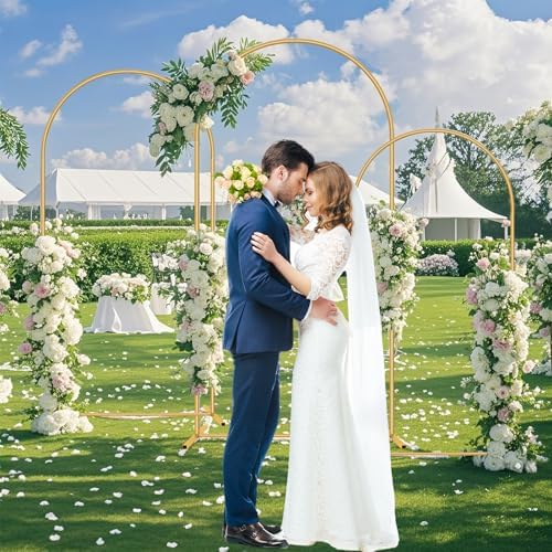 3 Pack Metal Wedding Arch (6FT, 5FT, 4FT) Backdrop Gold Balloon Stand - Image 2