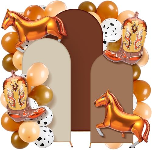 Foilswirl 34 Pcs Western Balloon Arch Kit Horse Balloons 4ft 5ft 6ft Cowboy Arch Backdrop Cover for Western Baby Shower Cow Party Decorations by Foilswirl