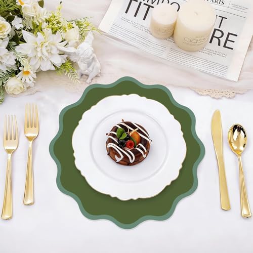 100Pcs Avocado Green Thick Paper Placemats Disposable Waterproof Place Mats - Image 4