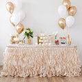 Champagne Gold Table Skirt 6ft. Double Organza, Two Trims Party Tutu Table Skirt! Wedding Decorations Rustic Theme, Graduation, Gold Party Decorations. Table Skirts for Rectangle Tables 6ft by BluekateParty
