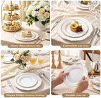 realluck 150PCS Plastic Plates with Gold Trim, Elegant Disposable Plates - Image 4