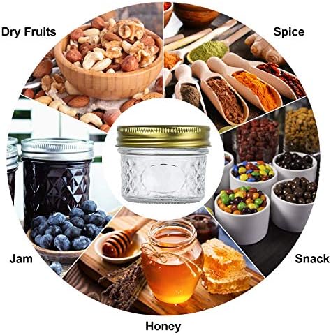 4oz Glass Jars With Regular Lids,Mini Wide Mouth Mason Jars,Clear Small Canning Jars With Gold Lids,Canning Jars For Honey,Herbs,Jam,Jelly,Baby Foods,Wedding Favor,Shower Favors 40 Pack - Image 3