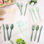 FYSUIMU 360Pcs Sage Green Plastic Silverware Heavy Duty Disposable Cutlery Set Includes Forks Spoons Knives for Wedding Birthday Bridal Baby Shower Party Utensil Supplies - Image 4