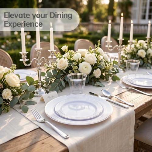 DaYammi 350PCS Silver Plastic Dinnerware Set for 50 Guests - Image 6
