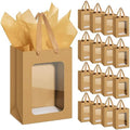 Zhanmai 36 Pcs Kraft Paper Gift Bags with Clear Window Handles, Brown by Zhanmai