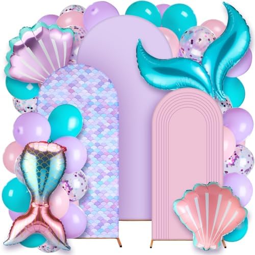 Foilswirl 34 Pcs Mermaid Decor Set 4ft 5ft 6ft Mermaid Arch Backdrop Cover by Foilswirl