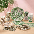 Domensi 220 Pcs Jungle Safari Animal Party Supplies Serves 40 Guest Safari Theme Tableware Set Disposable Wild Animal Print Paper Plate Cup and Napkin for Jungle Baby Shower Birthday Party Decoration - Image 4