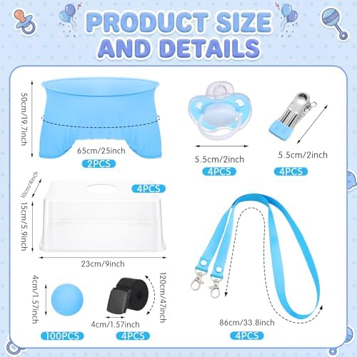 10 Sets Funny Baby Shower Games Set Table Tennis Twerk Game Swing Pacifier Race Swing Shaking Balls Diapers Game for Baby Shower How Many Balls Can You Catch in Your Diaper(Blue) - Image 2