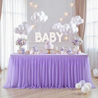 HB HBB MAGIC Purple Table Cloths 6 Foot Rectangle Tulle Table Skirt Rectangle Tables 6ft Fitted Spandex Table Covers Stretch Elastic Banquet Wedding Baby Shower Birthday Party Table Cloths - Image 2