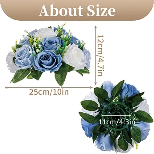 Sziqiqi Artificial Silk Flower Ball, Wedding Centerpiece, Dusty Blue, 10Pcs - Image 6