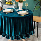 GLORY SEASON Velvet Tablecloth Luxurious Solid Round Table Cloth,Oblong Retro Farmhouse Ruffle Tablecloths Washable Table Cover for Party Wedding Baby Shower Kitchen Dinning Tabletop Decoration - Image 3