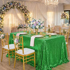 Glitter Seamless Sequin Tablecloth Green Party Tablecloth 90x156 Inch Green by QueenDream