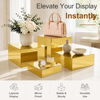 4Pcs Acrylic Risers Display Stands, Food Risers for Buffet Table, Gold - Image 5