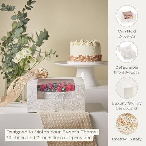 Pack of 10 Cake Boxes with Window (8.26" x 8.26" x 3.93") - Ideal for Cake 8 inch, Bakery and Cookie, White Leather - Image 3