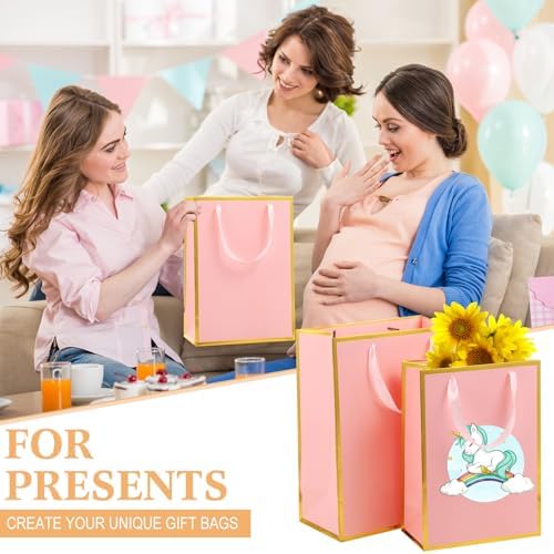 PerKoop 40 Pack Thank You Gift Bags with Handles 4 Sizes Kraft Gift Bags Recyclable Dessert Shopping Sacks for Mother's Day Wedding Graduation Bridesmaid Baby Shower Birthday Housewarming(Pink) - Image 6