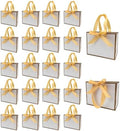 TKSBAG 100 Pack White and Gold Gift Bags with Bow Handles, 6.4×3.1×5.1 In Small Thank You Bags Bulk for Birthday, Weddings, Party Favors, Fathers' Day by TKSBAG