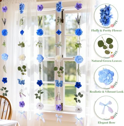 Livole 6Pcs 36Ft Wildflower Garland with Bow Hanging Flower Wall Backdrop - Image 3