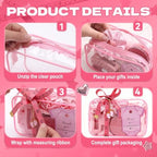74PCS Baby Shower Prizes for Game Winners with Clear Makeup Bags Glitter Mirrors Belly Rulers Baby Feet Keychains Headbands Hair Claws for Baby Shower Games and Bridal Shower Favors (Pink, 6 Sets) - Image 3