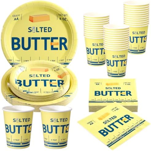 Maxdot 100 Pcs Salted Butter Party Plates Tableware Set, Disposable by Maxdot