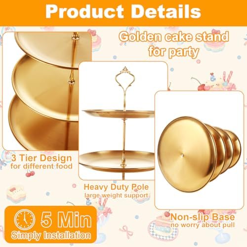 QTLCOHD 2 Pcs 4 Tier Stainless Steel Cupcake Stand - Image 5
