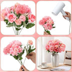Tigeen 12 Bundles Artificial Flowers Bouquet Silk Peonies, Rose Pink - Image 3