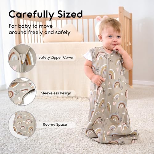 Yoofoss Baby Sleep Sack 12-18 Month 0.5TOG 100% Organic Cotton 2-Way Zipper - Image 3
