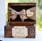 Rustic Wedding Card Box Shabby Chic Card Holder Bridal Shower Decor Burlap Wedding Keepsake Trunk - Image 7
