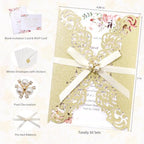 50PCS Gold Wedding Invitations, with Blank Cards Custom Your Party Invites - Image 2