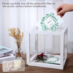 Menkxi Clear Wedding Card Box with Slot 10 x 10 x 8.5 Large Acrylic Card Box for Party Wooden Envelope Holder with Sign for Wedding Quinceanera Birthday Baby Shower Decorations(White,Wood) - Image 5