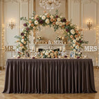 Wish Care Brown Polyester Table Clothes for 8 Foot Rectangle Tables, Wrinkle Free Fitted Table Cover with Pleated Ruffle Table Skirt for Birthday Party Wedding Trade Show Event Display - Image 6