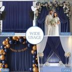 ESGOTBME 30x10ft Wrinkle Free Navy Blue Backdrop Curtain for Parties Soft Fabric Drapes Wedding Curtain Backdrop for Birthday Party Decorations Background for Photography 5x10ft, 6 Panels - Image 3