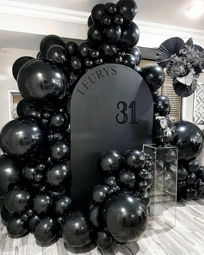 Black Green White Balloon Garland Double Stuffed Latex Emerald Green Sand White Cream Grey Pearl Balloon Arch Different Sizes for Wedding Graduation Baby Shower Wild One Birthday Jungle Party Decor - Image 2