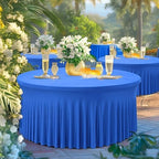 12 Pack Royal Blue Spandex Round Tablecloths for 72 inch Table, Wrinkle Free Stretchy 132inch Fitted 6FT Round Table Cover with Skirt for Wedding Party Dining Banquet - Image 7