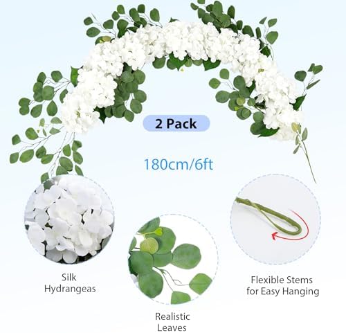 Auihiay Artificial Hydrangea Flower Garland, Wedding Arch Flowers - Image 2
