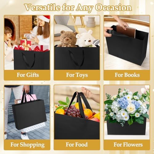 Epoesch 30 Pack Black Small Gift Bags with Handles and 30 Tissue Papers - Image 6