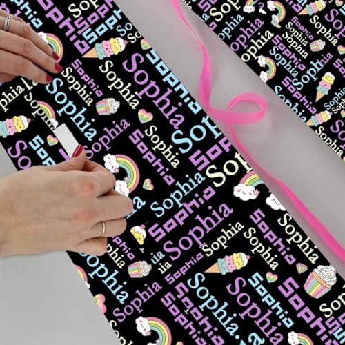 AOFUN Custom Birthday Gift Wrapping Paper - Funny Picture and Name for Friends - 3 Rolls 58" x 23" - Image 4