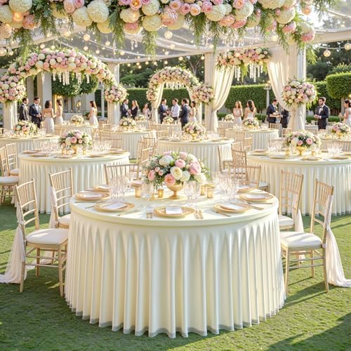Ivory Tulle Tablecloths 72 Inch Spandex Round Table Cloths for Round Tables - Image 6