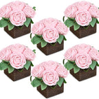Pink Dining Table Centerpiece Set of 6, Pre-Made, Wooden Box by DIYDOFUN