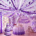 TaoBary Purple Baby Shower Decorations, 6 Roll Purple Streamers 600 Paper Chain Garland 4 Star Hanging 2 Felt Pennant Flag 2 Paper Fans Garland 6 Four Leaf Clover Streamer for Butterfly Birthday Party by TaoBary