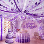 TaoBary Purple Baby Shower Decorations, 6 Roll Purple Streamers 600 Paper Chain Garland 4 Star Hanging 2 Felt Pennant Flag 2 Paper Fans Garland 6 Four Leaf Clover Streamer for Butterfly Birthday Party by TaoBary